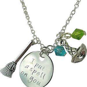 Put A Spell On You Hocus Pocus Halloween Cute Necklace Witch Hat Charm Party Fav
